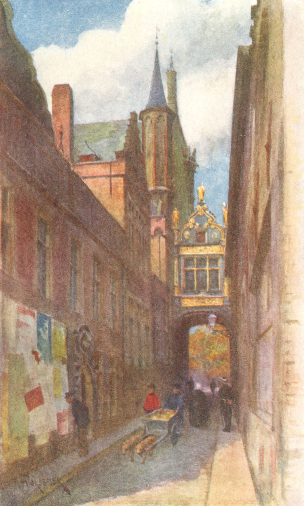 BRUGGE/BRUGES. Rue l'Ane Aveugle (Town Hall bridge. Palais Justice)  1908